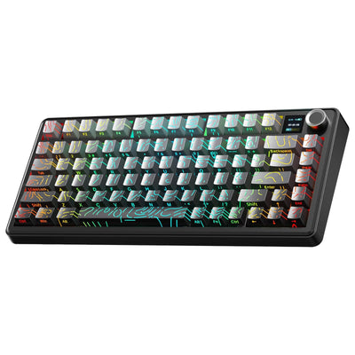 Keyboard with colorful backlighting on a white background