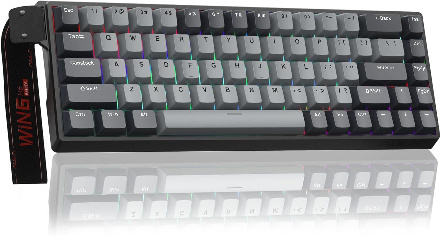 Black mechanical keyboard with black and grey keys.