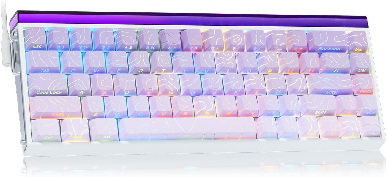 Colorful keyboard with gradient keys on a white background
