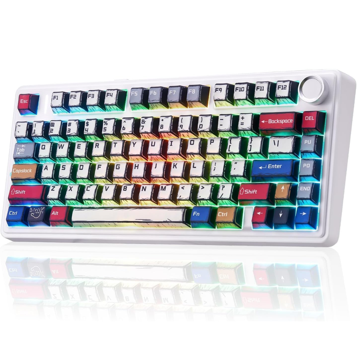 Colorful keyboard with a white frame on a white background