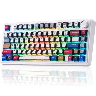 Colorful keyboard with a white frame on a white background