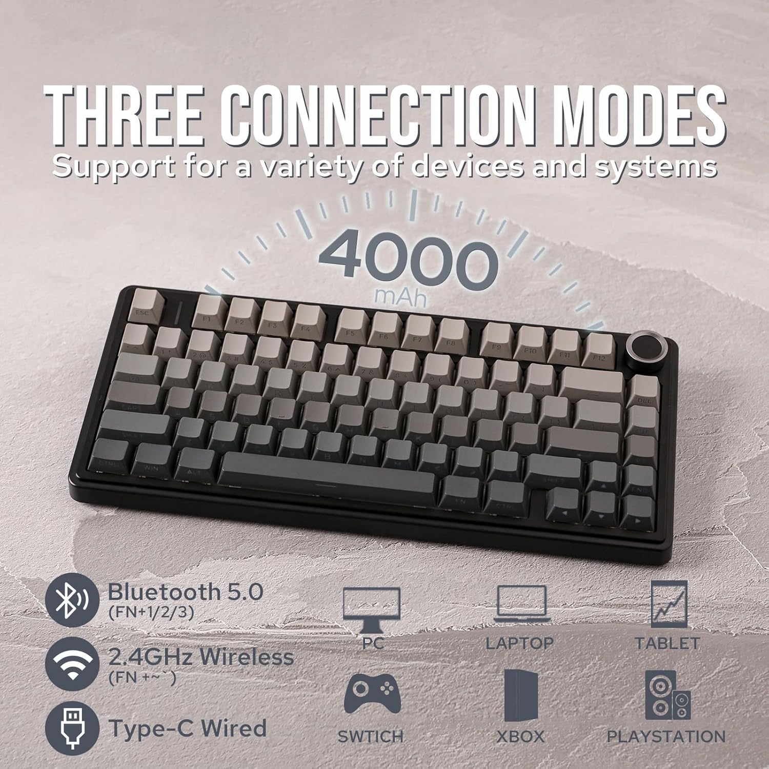 Black mechanical keyboard with RGB lighting on a white background