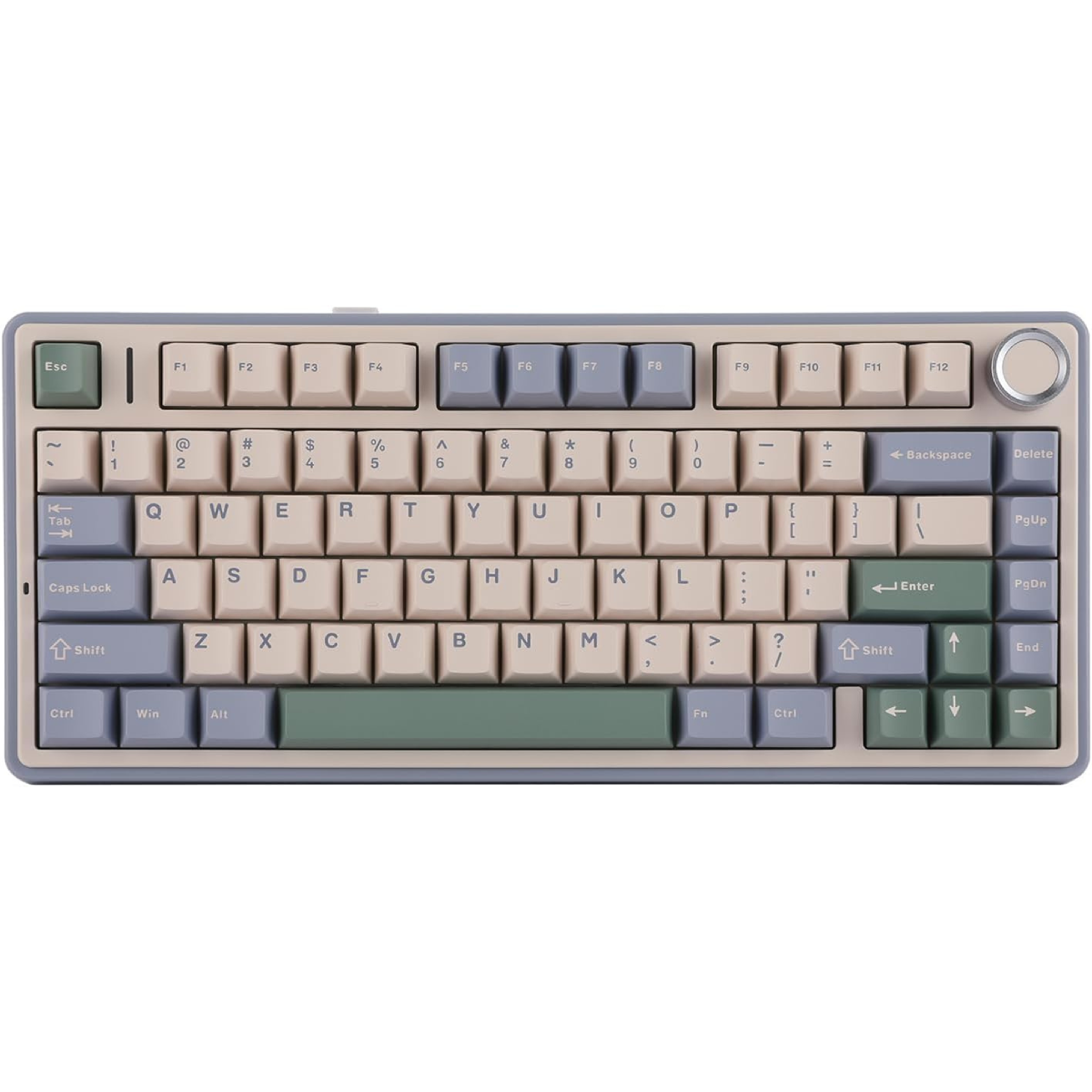 Mechanical keyboard with a retro design on a white background