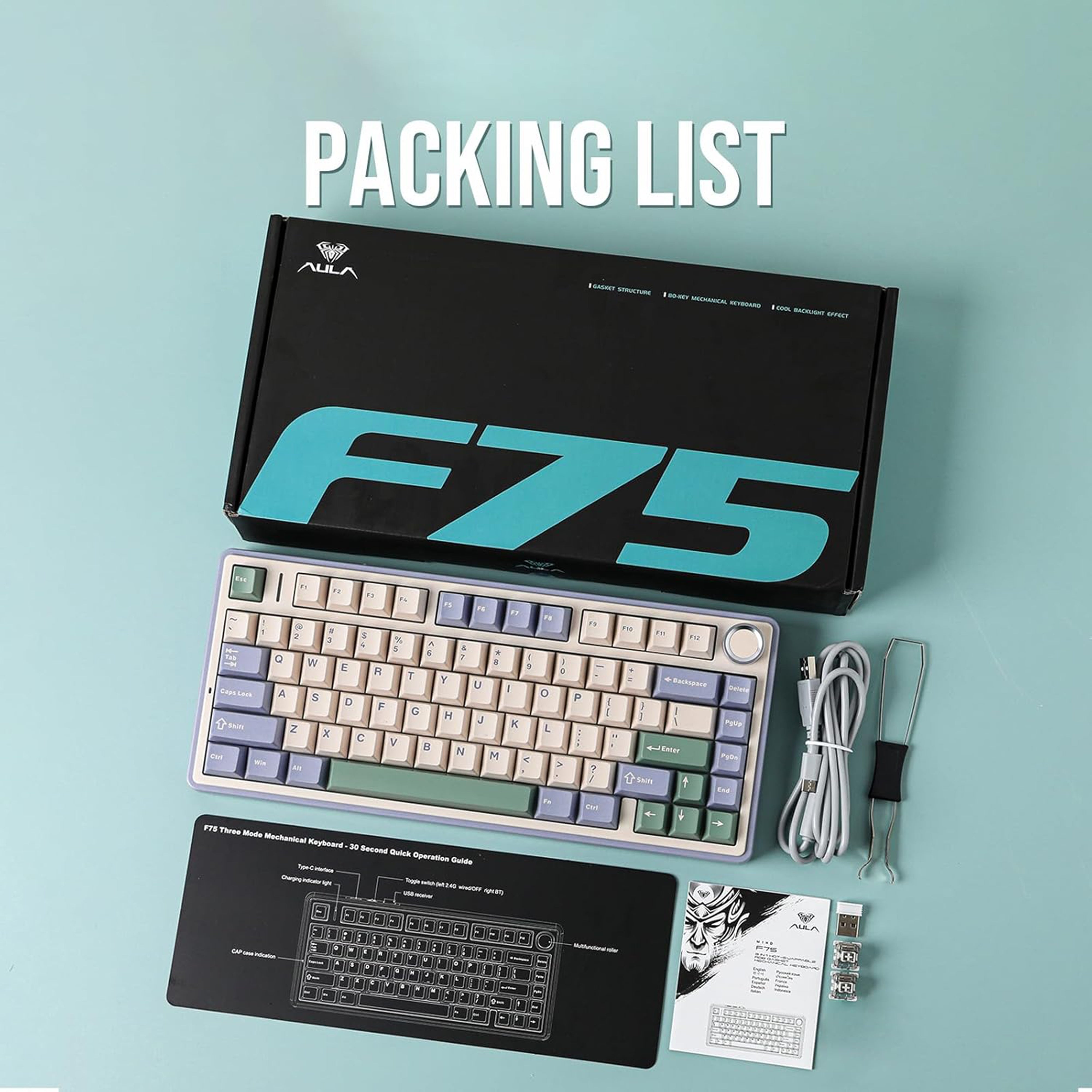 Mechanical keyboard with a retro design on a white background