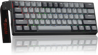Black mechanical keyboard with black and grey keys.