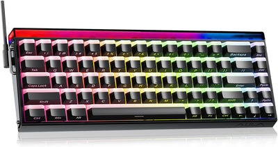 RGB keyboard with colorful backlighting on a white background