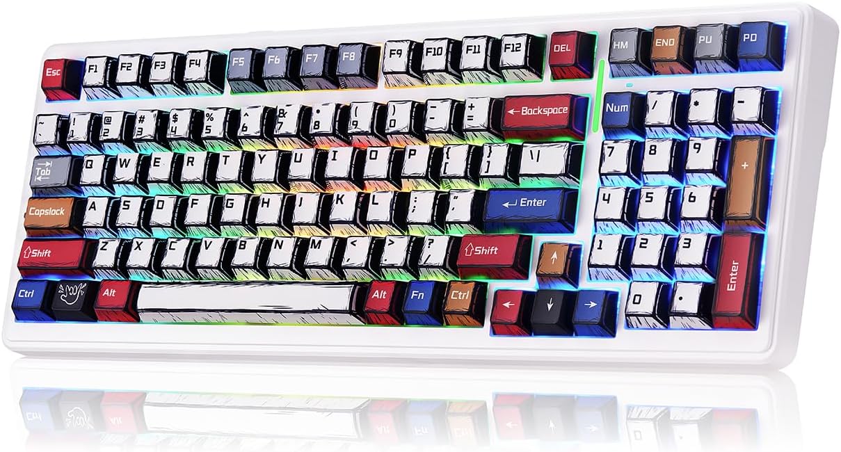 Colorful keyboard with a white frame on a white background