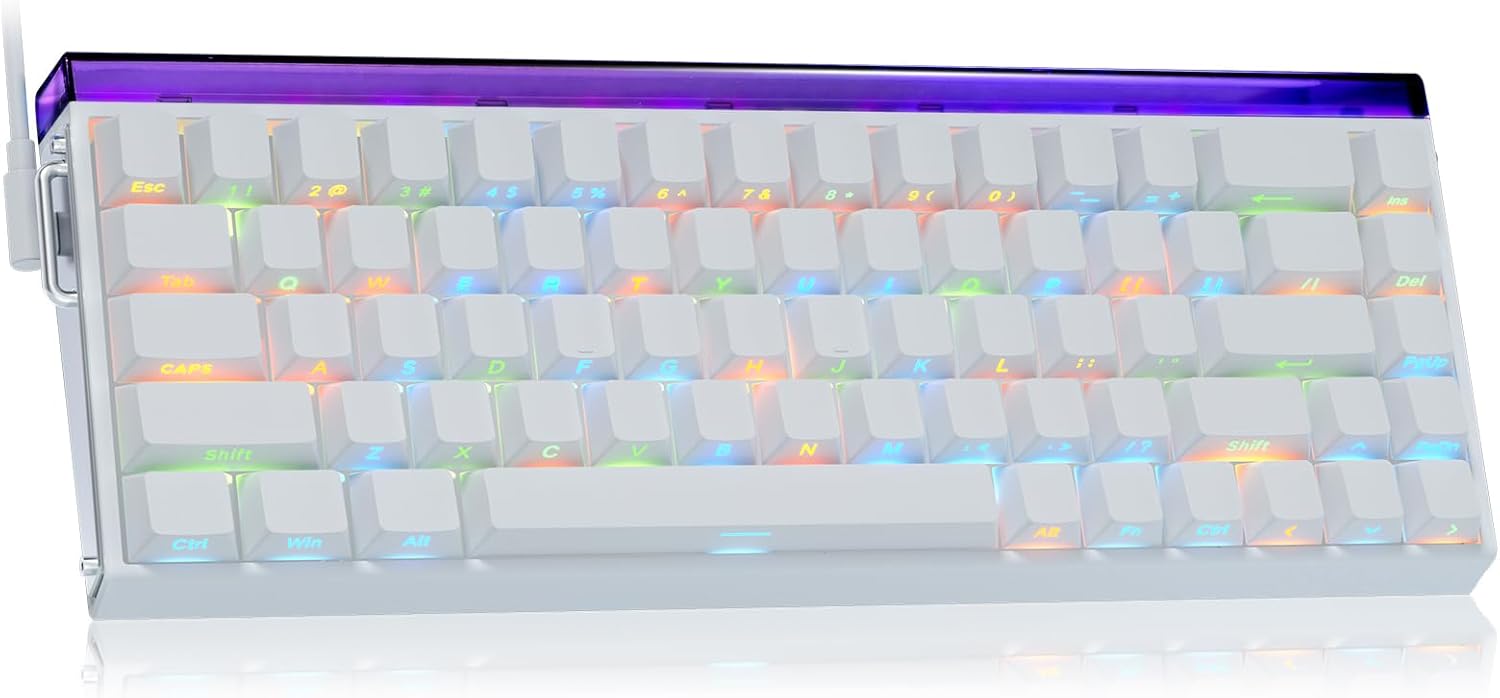 Mechanical keyboard with RGB lighting on a white background