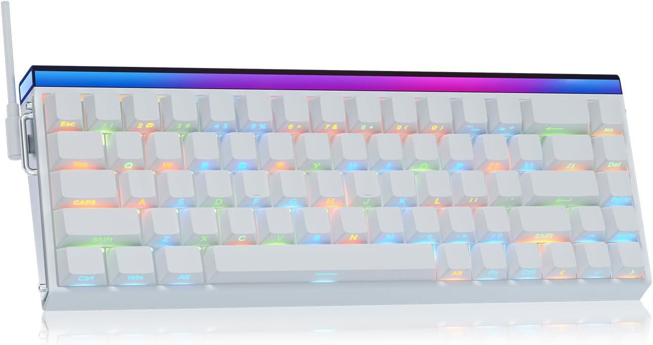 Gaming keyboard with RGB backlighting on a white background