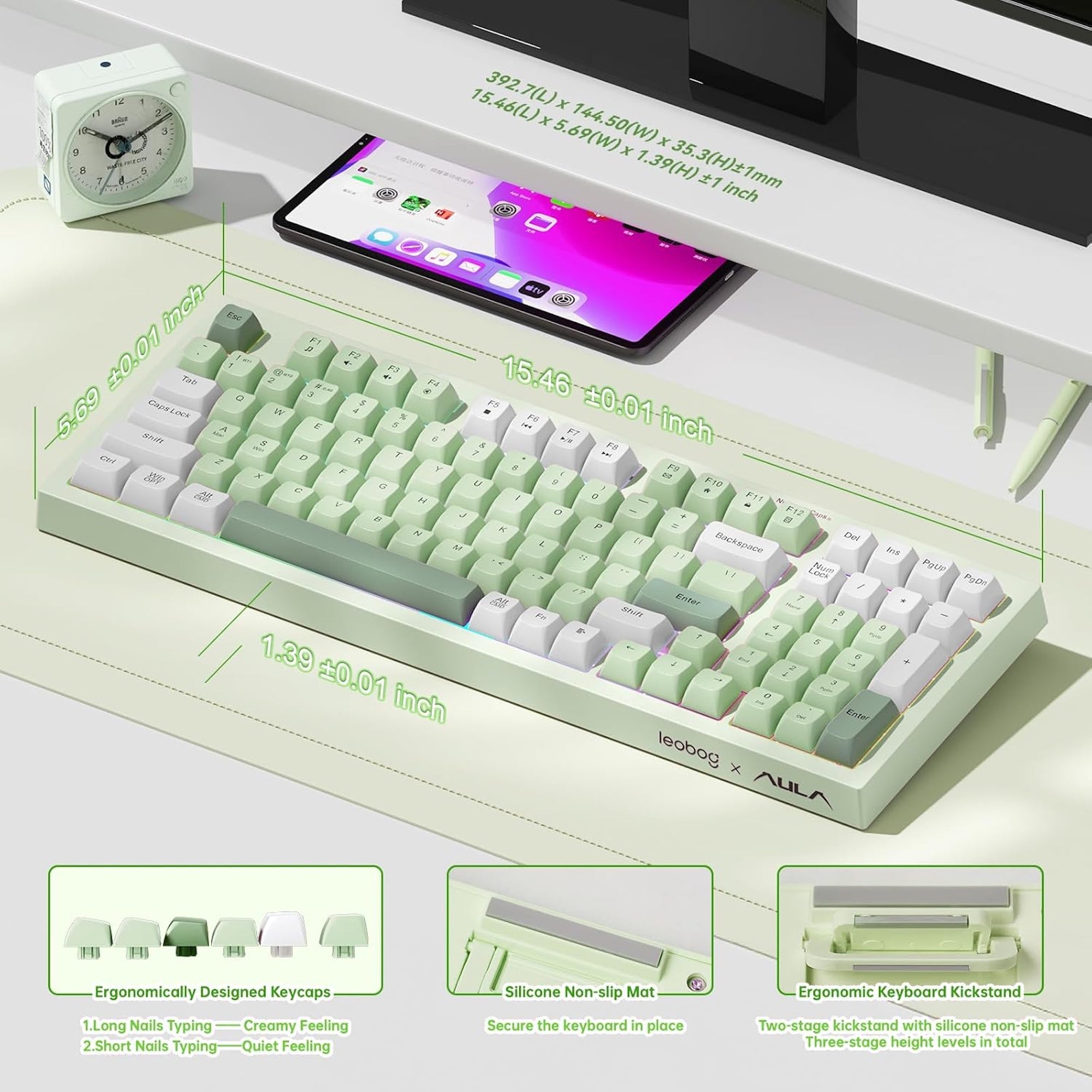Keyboard with gradient keycaps on a white background