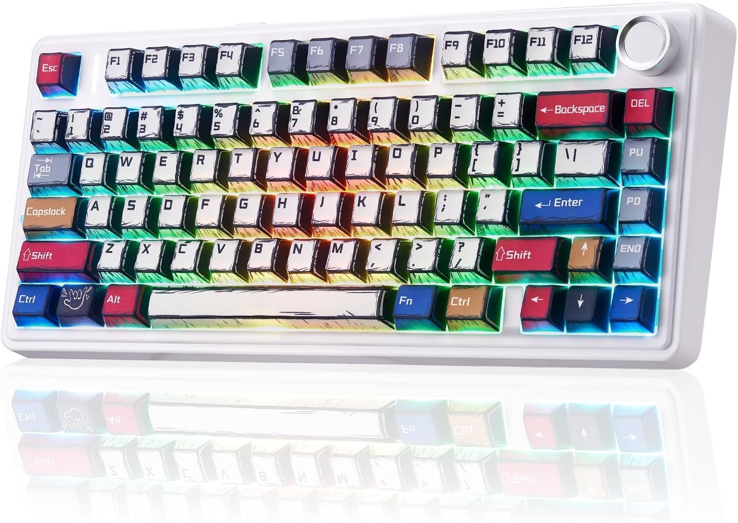 Colorful keyboard with a white frame on a white background