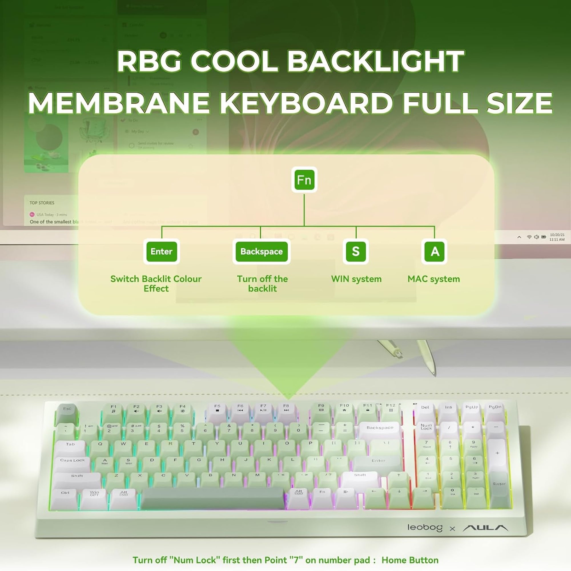 Keyboard with gradient keycaps on a white background