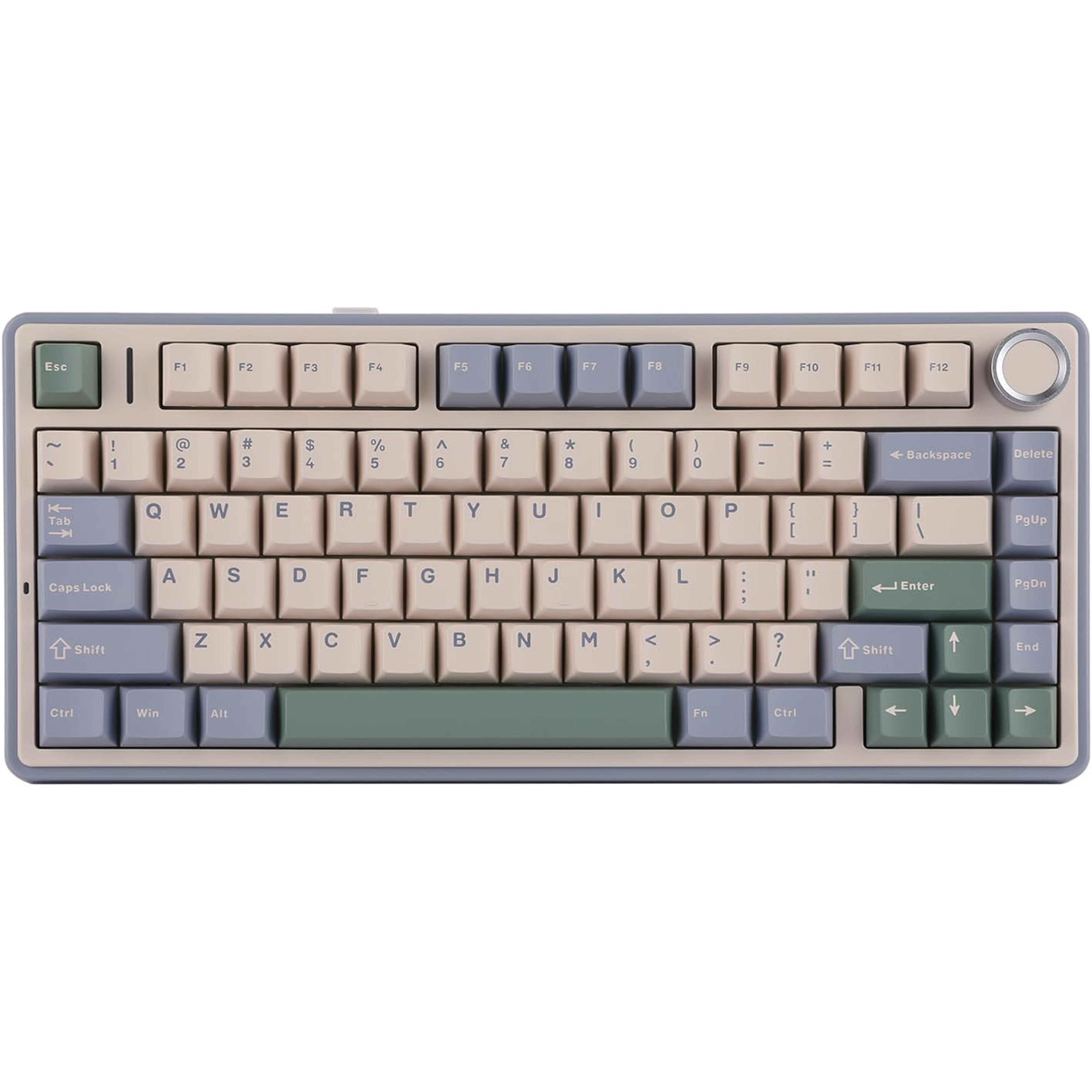 Mechanical keyboard with a retro design on a white background