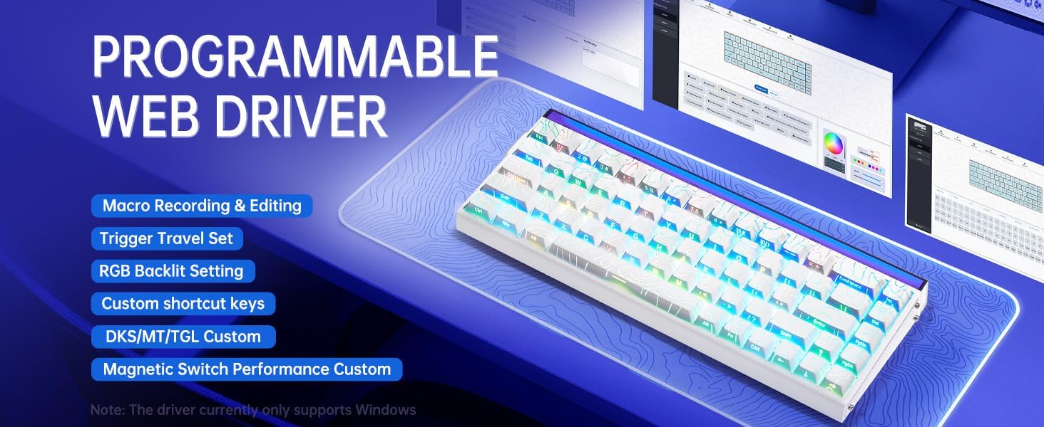 Colorful keyboard backlight with a white base on a white background